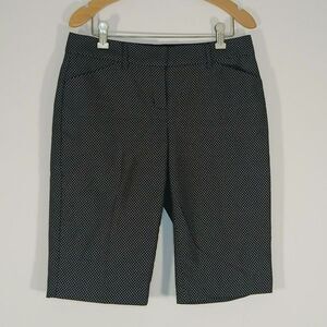 Express Editor Bermuda Shorts Sz 2 Black White Licorice Print Y2K 2007 Preppy